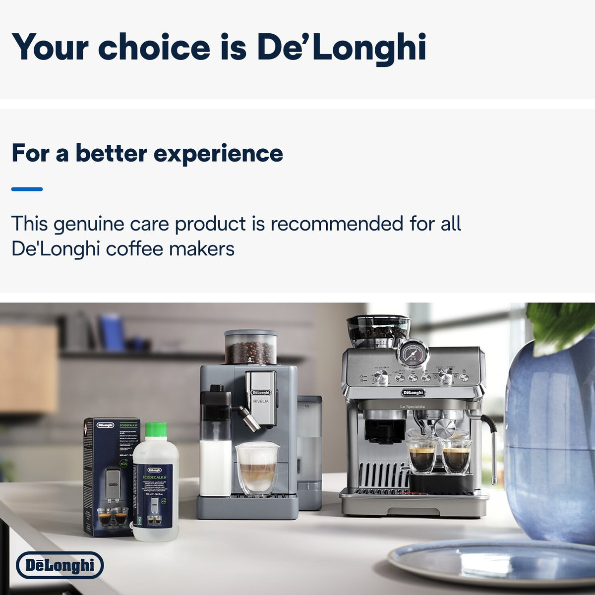 De'Longhi EcoDecalk Descaler - White - with De'Longhi coffee machines