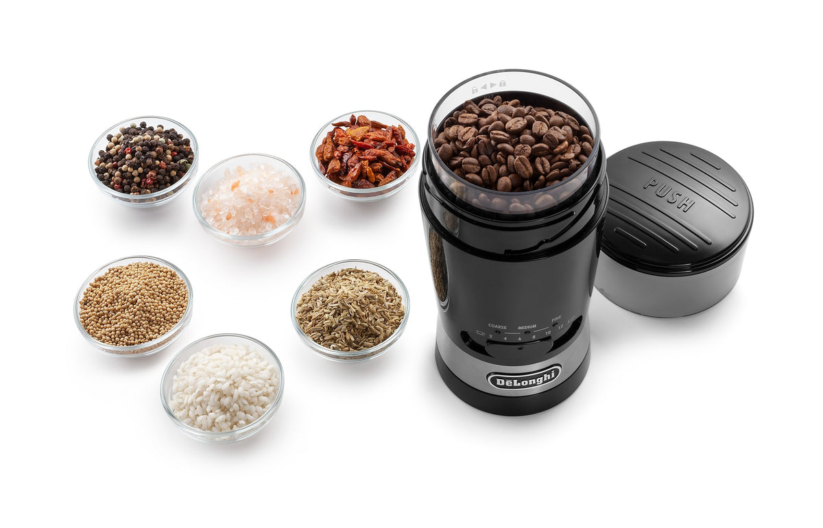 De'Longhi Electric Coffee Grinder - Black - grinds coffee beans and spices