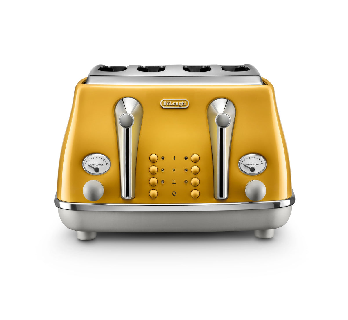 De'Longhi Icona Capitals 4 Slice Toaster - Yellow - front view