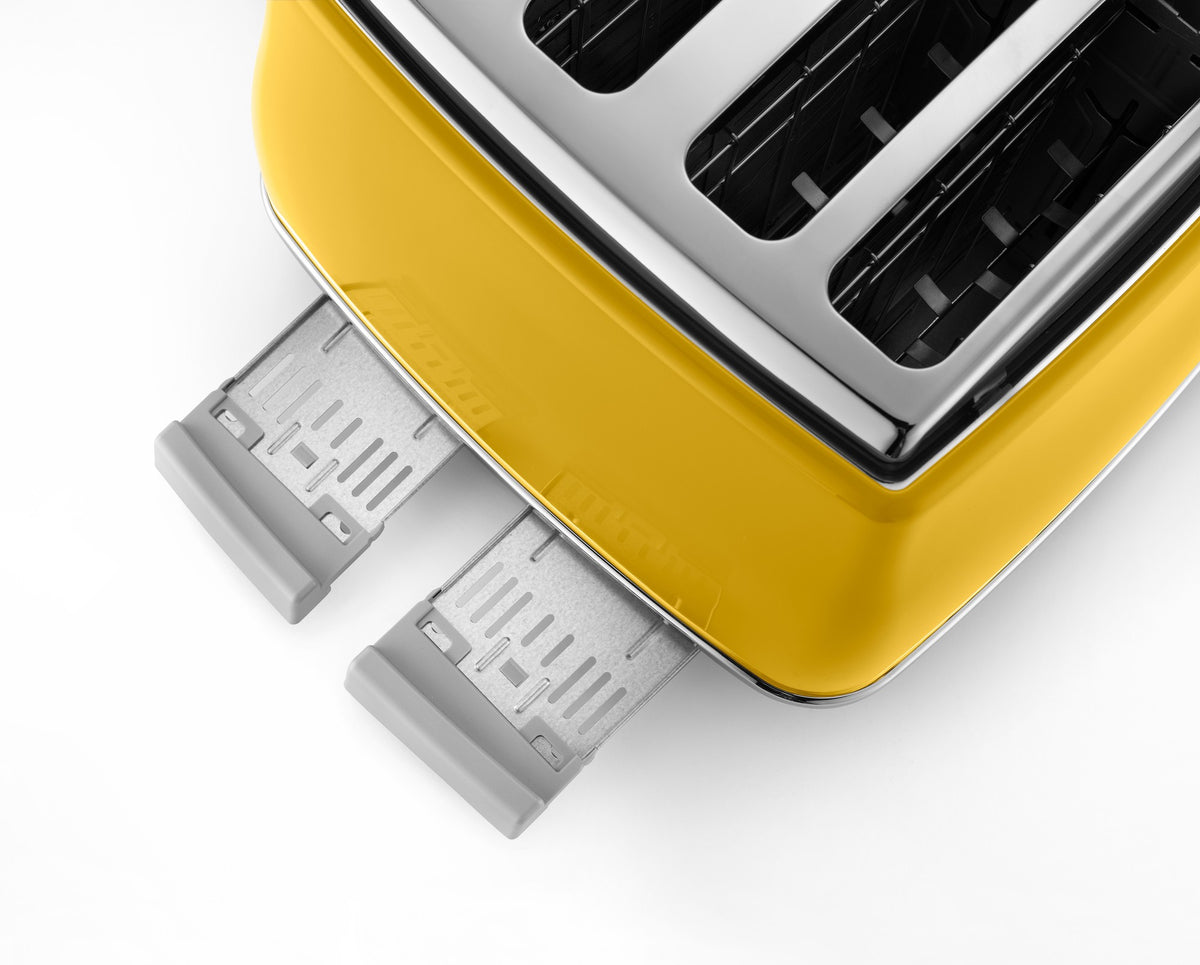 De'Longhi Icona Capitals 4 Slice Toaster - Yellow - removable crumb trays