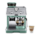 De'Longhi La Specialista Arte Espresso Machine - Green - front view with espresso cup