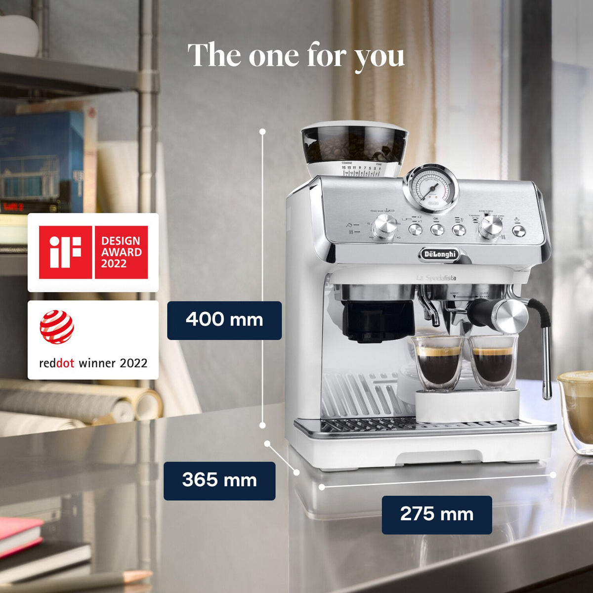 De'Longhi La Specialista Arte Espresso Machine - White - dimensions and design awards