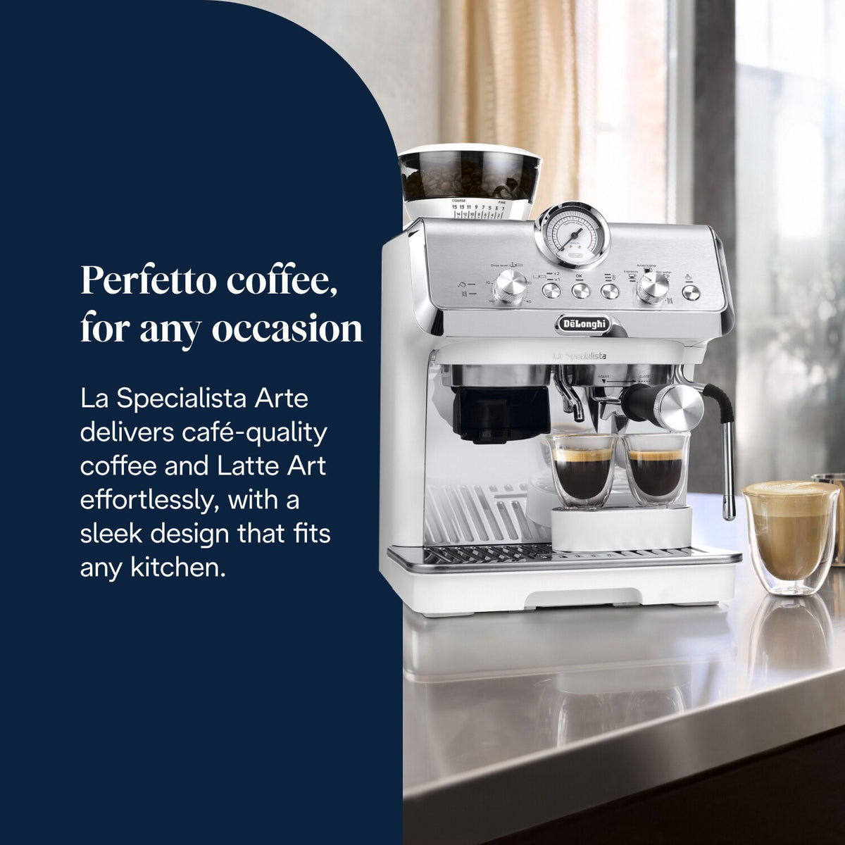 De'Longhi La Specialista Arte Espresso Machine - White - compact design for any kitchen