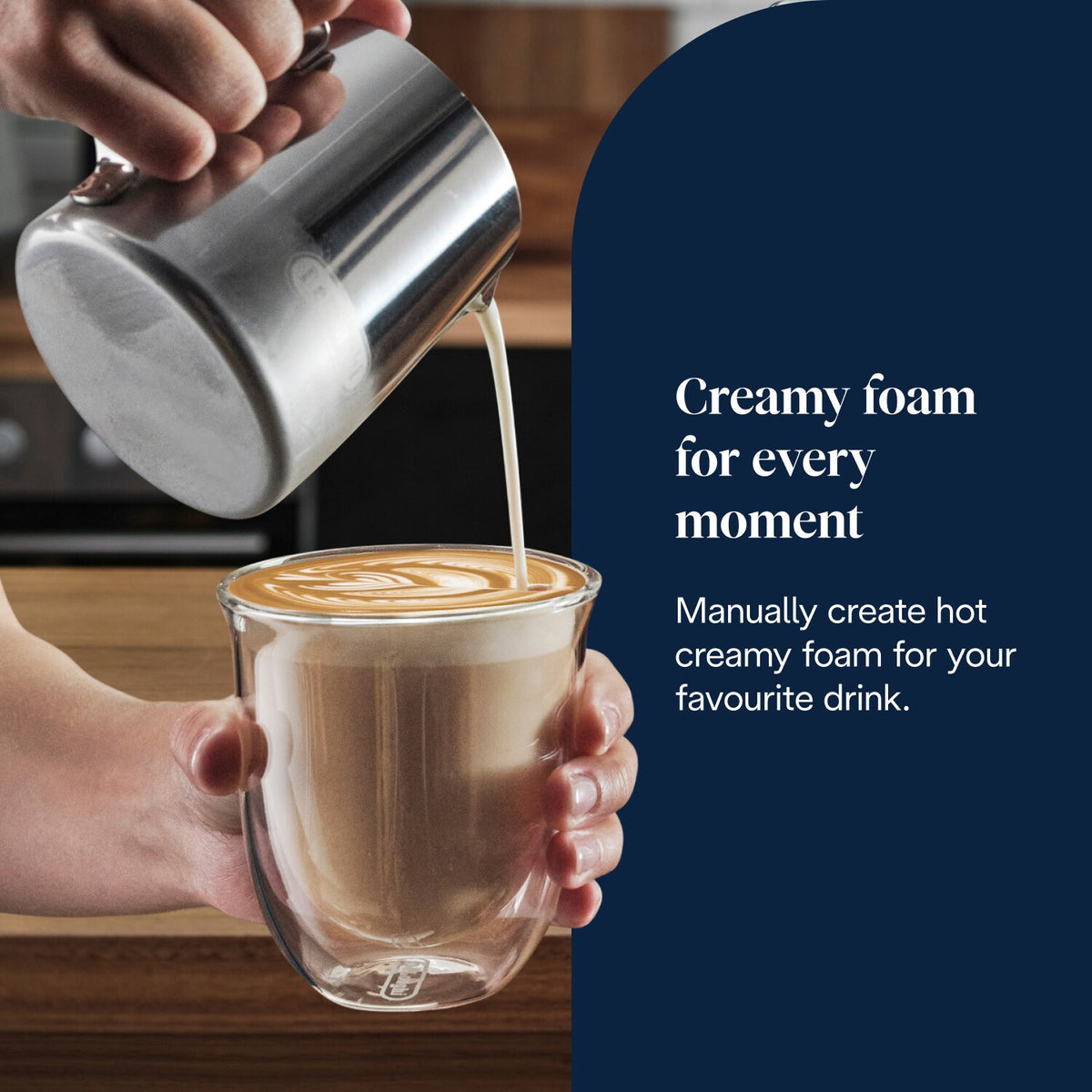 De'Longhi La Specialista Arte Espresso Machine - White - texturing milk with the steam wand