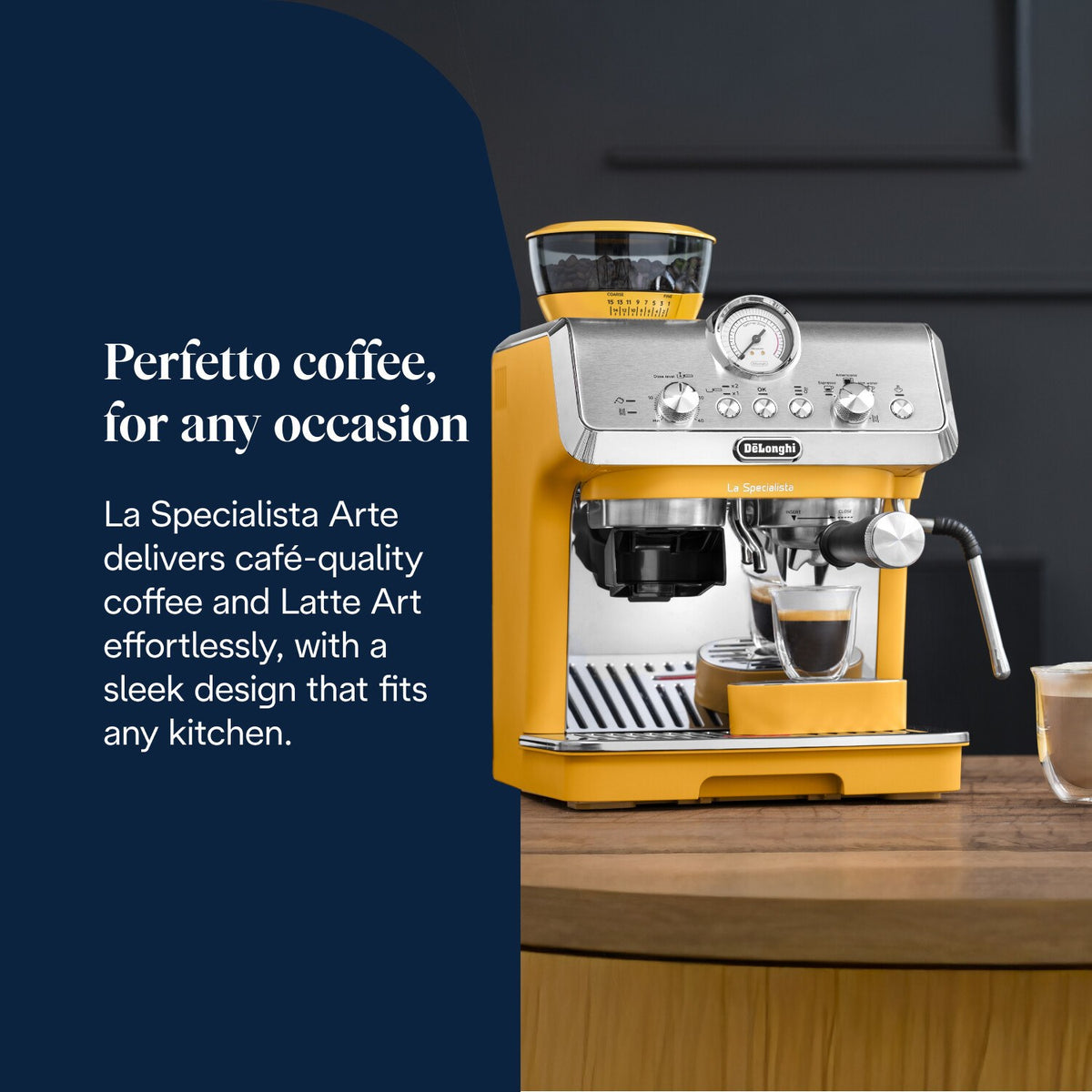 De'Longhi La Specialista Arte Espresso Machine - Yellow - compact design for any kitchen