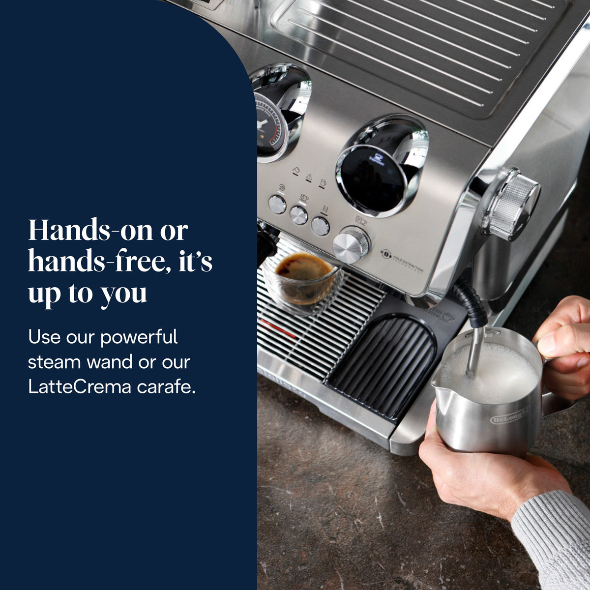 De'Longhi La Specialista Maestro Espresso Machine - Silver - steam wand and LatteCrema carafe
