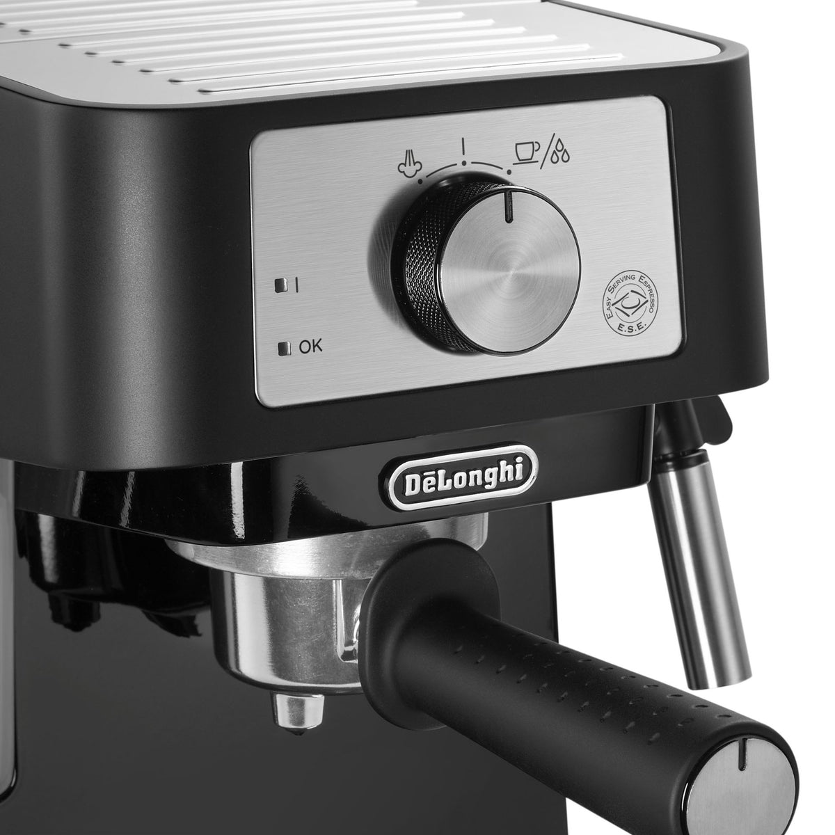 De'Longhi Stilosa Traditional Pump Espresso Coffee Machine - Black - control dial close-up