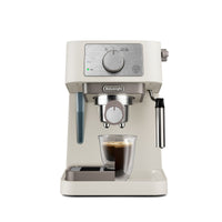 De'Longhi Stilosa Espresso Maker - Cream - front view with one espresso