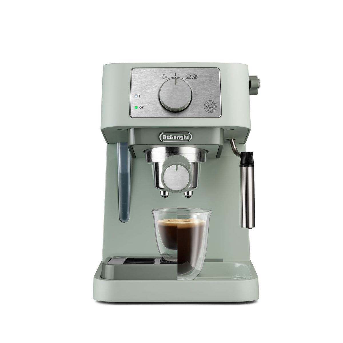 De'Longhi Stilosa Espresso Maker - Green - front view with one espresso