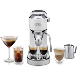 De'Longhi Dedica Duo with Advanced Milk Steam Wand & Cold Brew Option - White