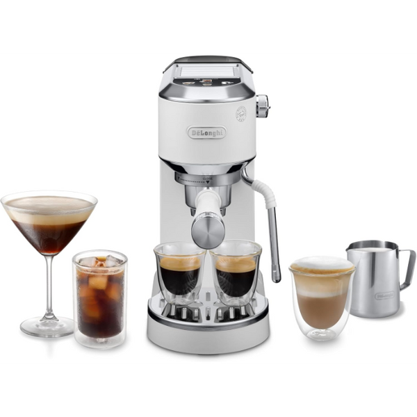 De'Longhi Dedica Duo with Advanced Milk Steam Wand & Cold Brew Option - White