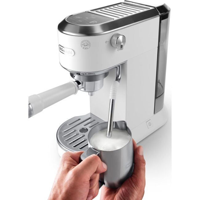 De'Longhi Dedica Duo with Advanced Milk Steam Wand & Cold Brew Option - White