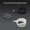 TP-Link EH210 1 to 2 Gigabit Ethernet Splitter — product with included USB and Ethernet cables laid out