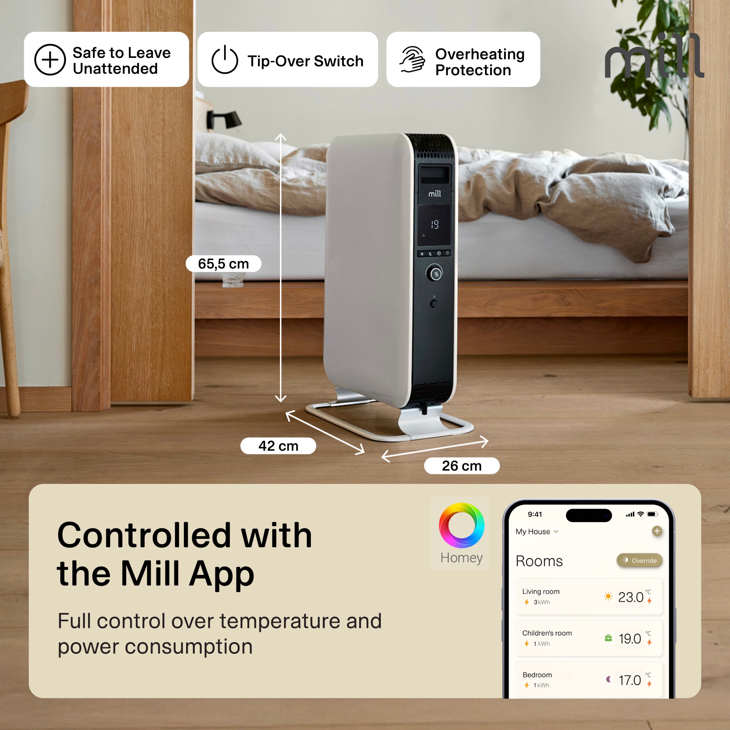 Mill Gentle Air WiFi Oil Filled Radiator 2000W White product image