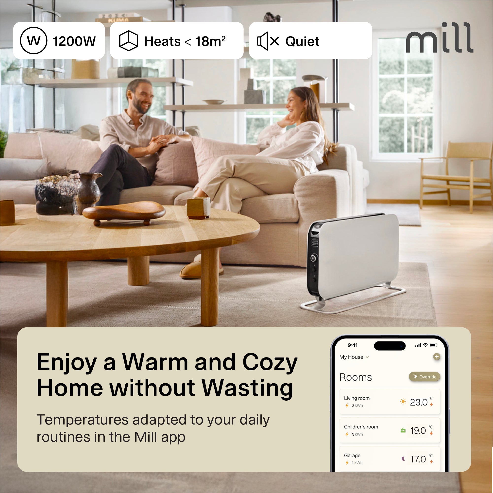Mill WiFi Portable Heater 1200W White product image