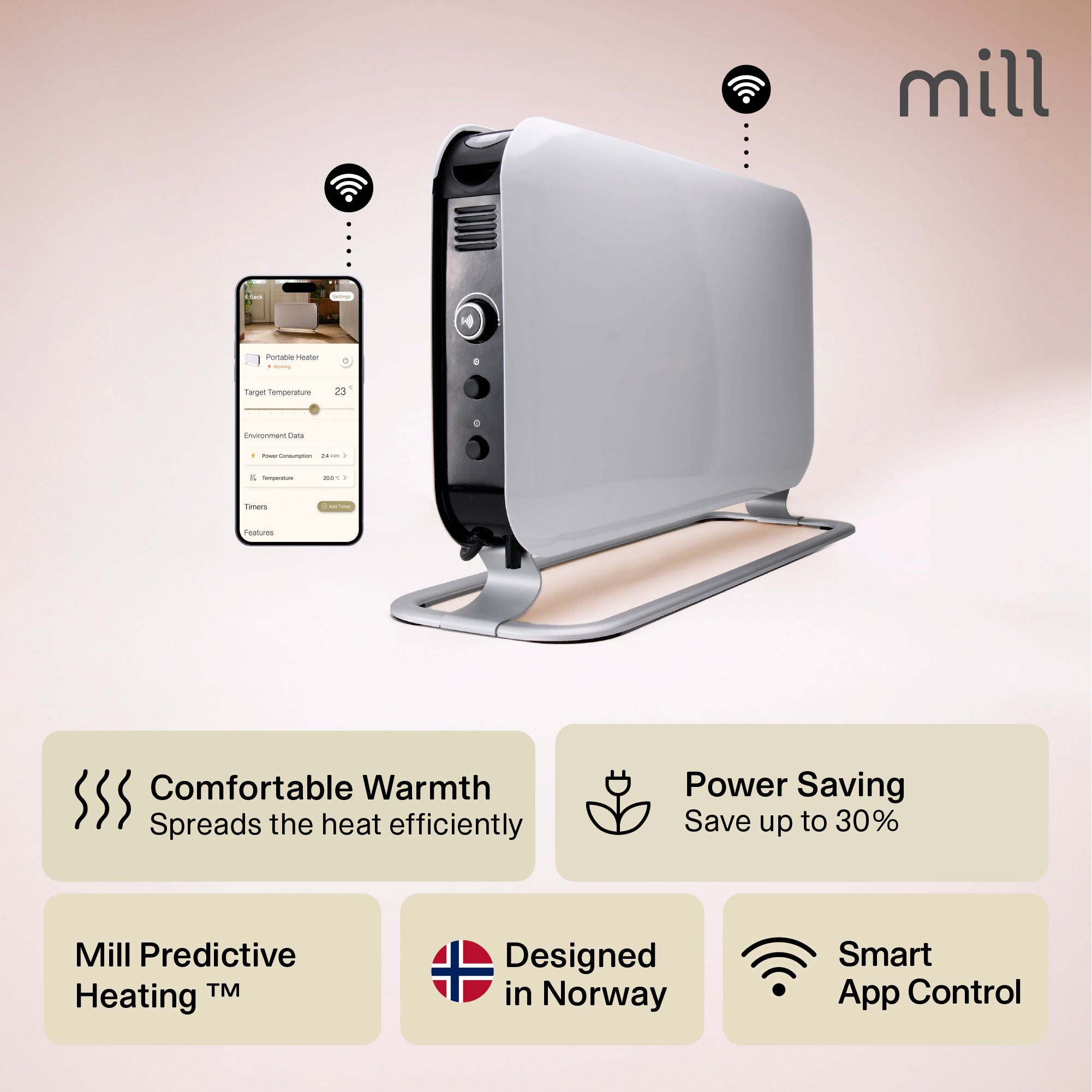 Mill WiFi Portable Heater 1200W White product image