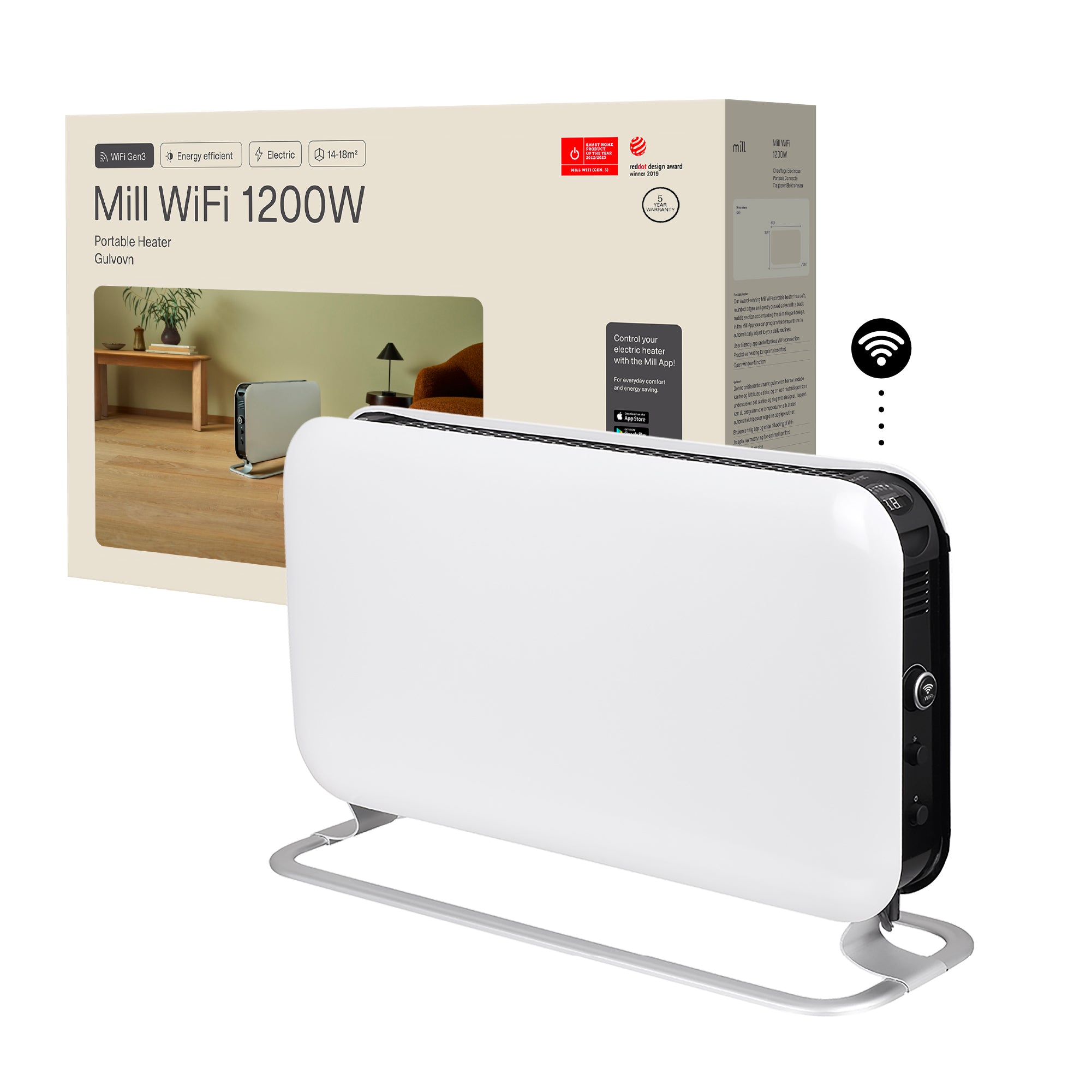 Mill WiFi Portable Heater 1200W White product image