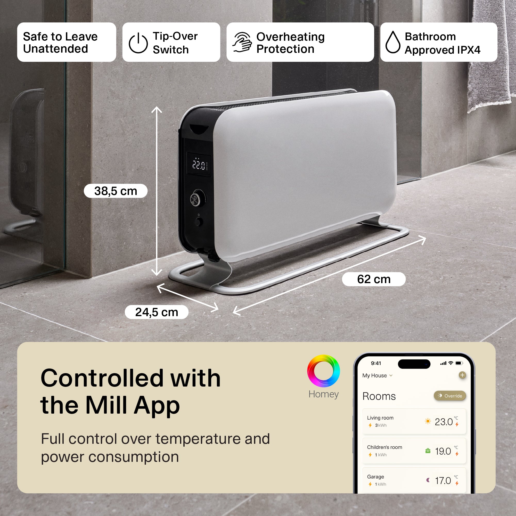 Mill WiFi Max Portable Heater 1500W White product image