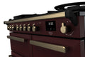 Rangemaster Estel Deluxe 100 Dual Fuel range cooker in Bordeaux with Antique Brass trim