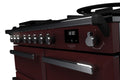 Rangemaster Estel Deluxe 100 Dual Fuel range cooker in Bordeaux with Chrome trim