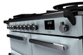 Rangemaster Estel Deluxe 100 Dual Fuel range cooker in Misty Blue with Chrome trim