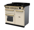 Rangemaster Estel Deluxe 100 Dual Fuel range cooker in Pale Cream with Antique Brass trim