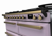 Rangemaster Estel Deluxe 110 Dual Fuel range cooker in Heather with Antique Brass trim