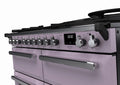 Rangemaster Estel Deluxe 110 Dual Fuel range cooker in Heather with Chrome trim