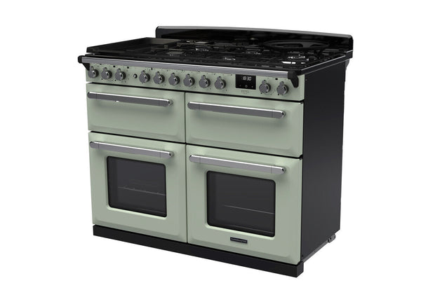 Rangemaster Estel Deluxe 110 Dual Fuel range cooker in Mint with Chrome trim