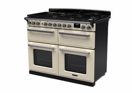 Rangemaster Estel Deluxe 110cm Dual Fuel Range Cooker - Pale Cream with Chrome Trim | ESDLB110DFPPCR/CM1