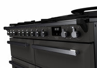 Rangemaster Estel Deluxe 110 Dual Fuel range cooker in Slate with Chrome trim