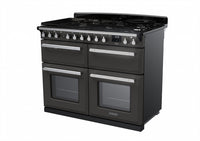 Rangemaster Estel Deluxe 110 Dual Fuel range cooker in Slate with Chrome trim