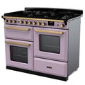 Rangemaster Estel Deluxe 110 Dual Fuel range cooker in Heather with Antique Brass trim