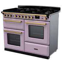 Rangemaster Estel Deluxe 110 Dual Fuel range cooker in Heather with Antique Brass trim