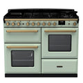 Rangemaster Estel Deluxe 110 Dual Fuel range cooker in Mint with Antique Brass trim