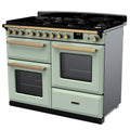 Rangemaster Estel Deluxe 110 Dual Fuel range cooker in Mint with Antique Brass trim