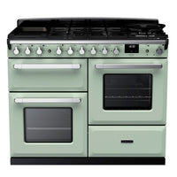 Rangemaster Estel Deluxe 110 Dual Fuel range cooker in Mint with Chrome trim