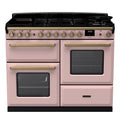 Rangemaster Estel Deluxe 110 Dual Fuel range cooker in Pale Pink with Antique Brass trim