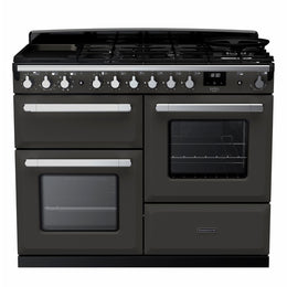 Rangemaster Estel Deluxe 110cm Dual Fuel Range Cooker - Slate with Chrome Trim | ESDLO110DFPSLT/CM1