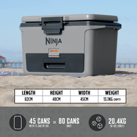 Ninja FrostVault 47L Hard Cooler with Dry Zone - Slate Grey - dimensions and capacity