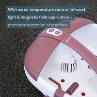 Beurer FB 35 Foot Spa top-down detail, water temperature control and infrared light