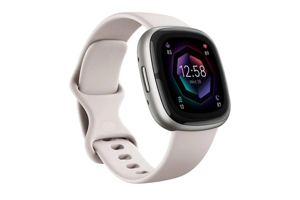 Fitbit Sense 2 - Advanced Health Smartwatch with cEDA Stress Sensor & GPS - Lunar White/Platinum | 79-FB521SRWT