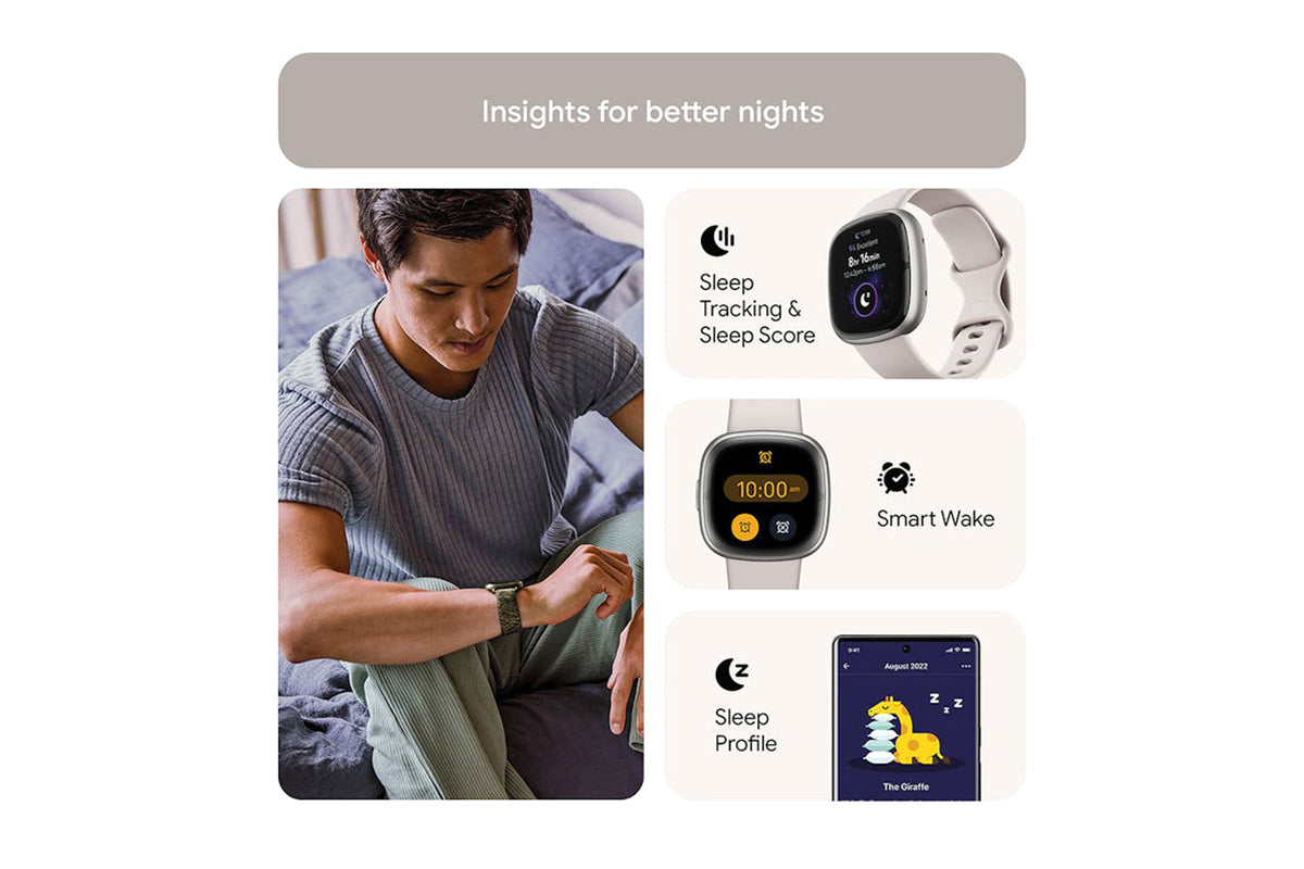 Fitbit Sense 2 Smartwatch - Lunar White/Platinum | 79-FB521SRWT