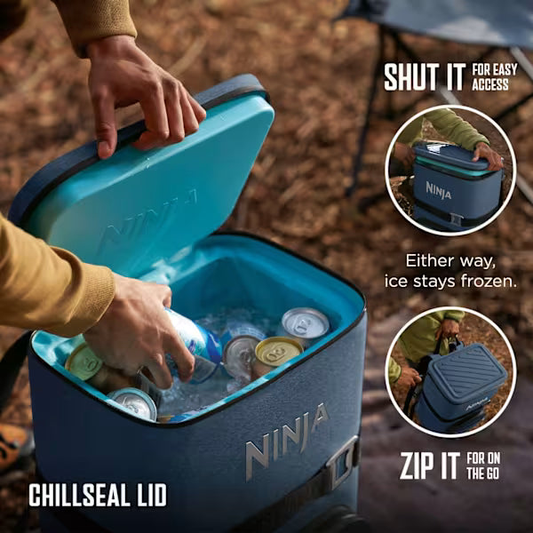 Ninja FrostVault Go 17L 24-Can Backpack Soft Cooler Lakeshore Blue product image