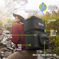 Ninja FrostVault Go 23L 36-Can Backpack Soft Cooler Charcoal Grey product image