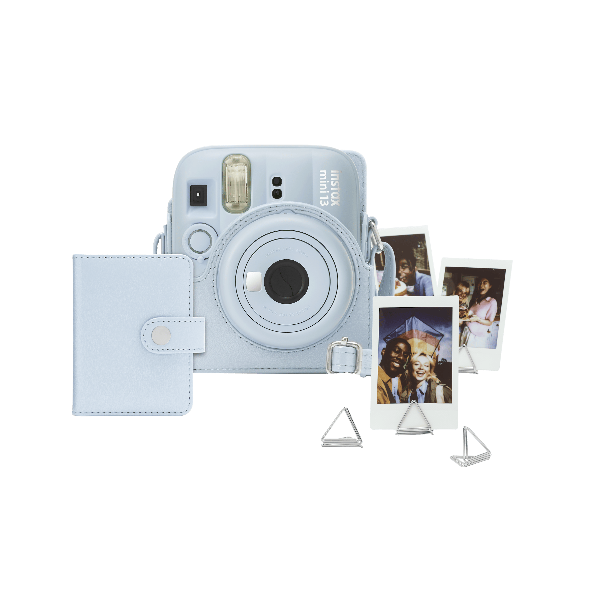 FUJIFILM instax mini 13 Accessory Kit Frost Blue - accessory kit overview; camera shown for illustration and sold separately