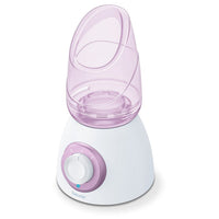 Beurer FS 60 Facial Sauna front view, purple and white with inhalator attachment