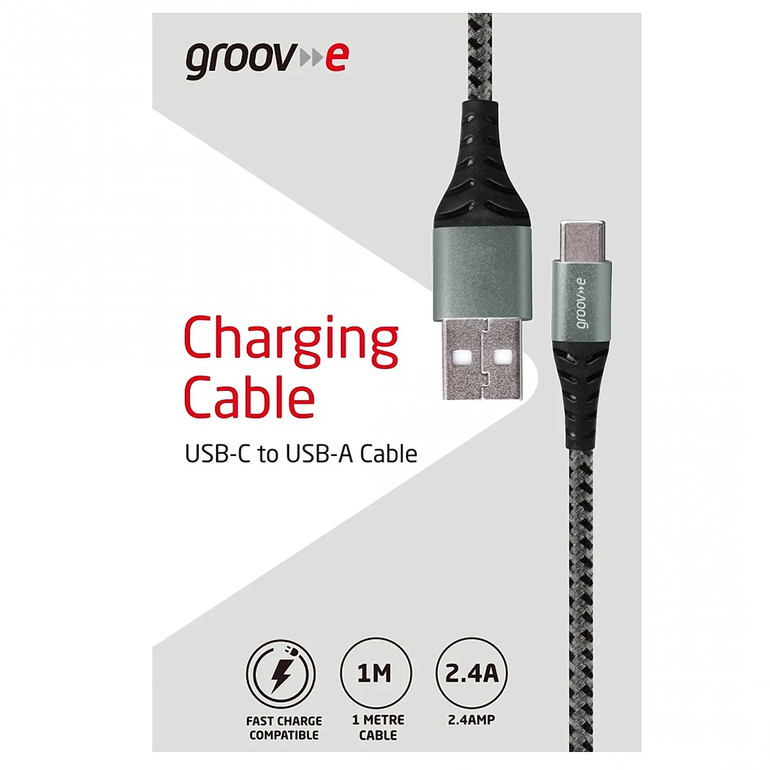 Groov-e USB-C to USB-A Charging Cable 1m Braided product image