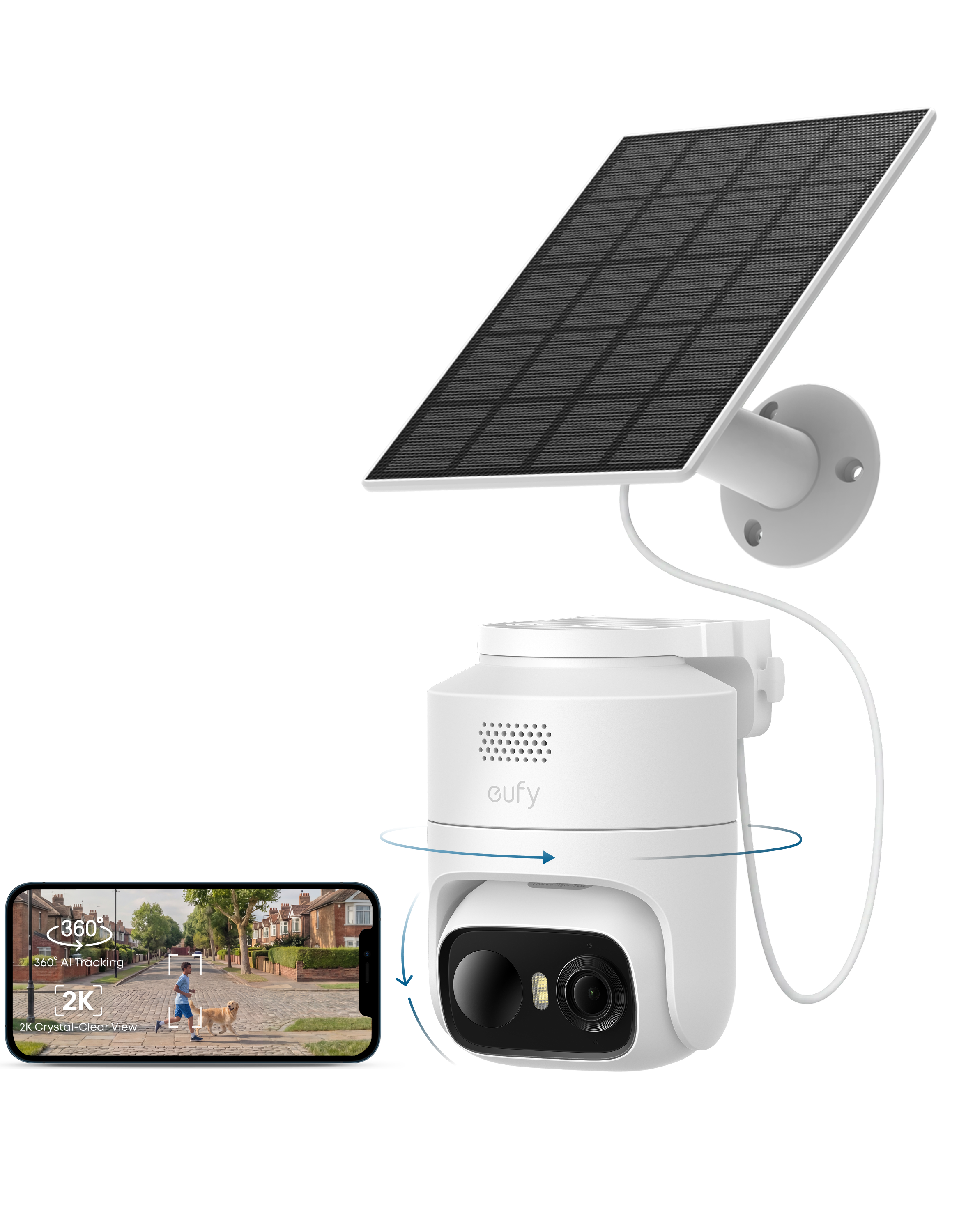 eufyCam C37 2K Security Camera with Solar Panel, White - official product image