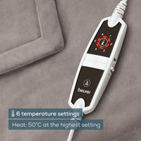 Beurer HD 150 XXL digital controller close-up, 6 temperature settings